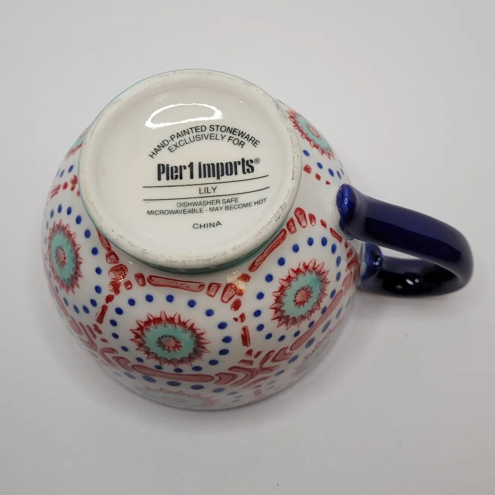 Pier 1 Multicolor Lily Patterned Cup Mug